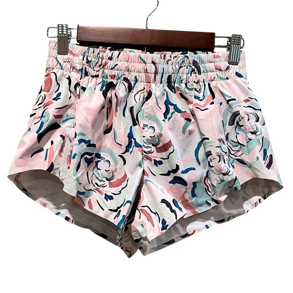 Athleta Pants - Athleta Printed Hustle 3" Short Womens XS Pink Floral Zip Pocket Lined Logo